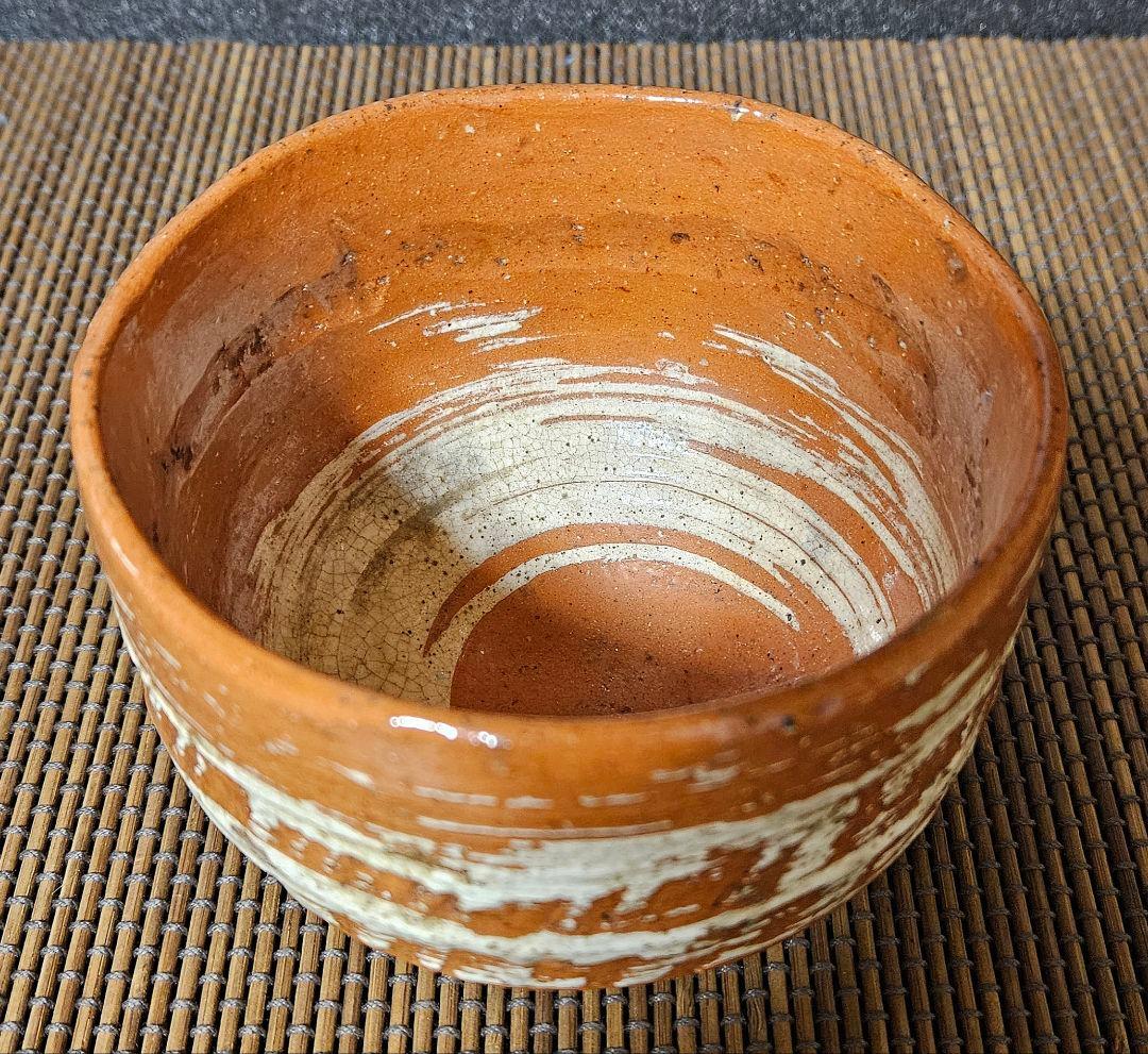 【時代古作品❗】明治時代頃　赤楽茶碗　刷毛目茶碗　茶道具　茶器　茶事　茶の湯