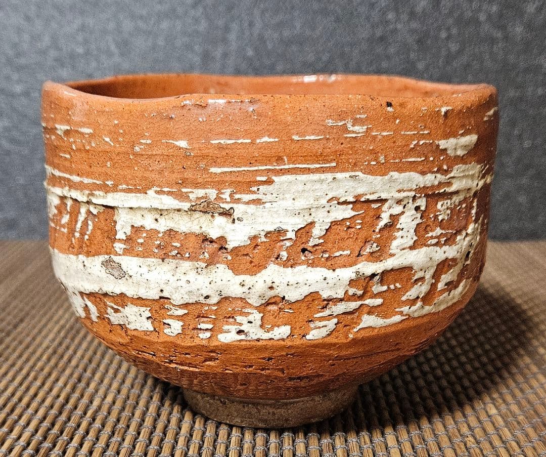 【時代古作品❗】明治時代頃　赤楽茶碗　刷毛目茶碗　茶道具　茶器　茶事　茶の湯