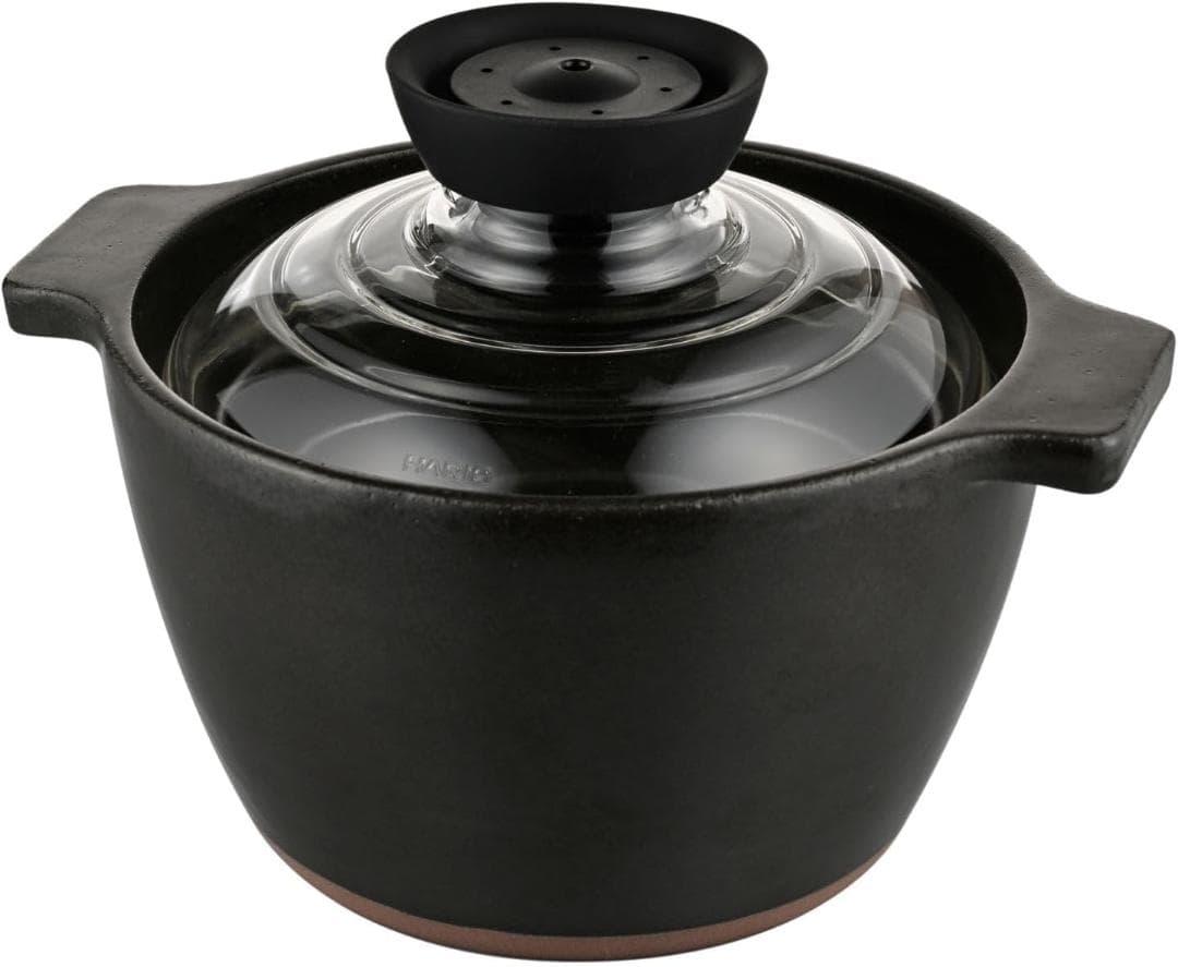 ハリオ 中身が見えるご飯釜1~2合用 火加減の調節不要土鍋 GNC-165-B