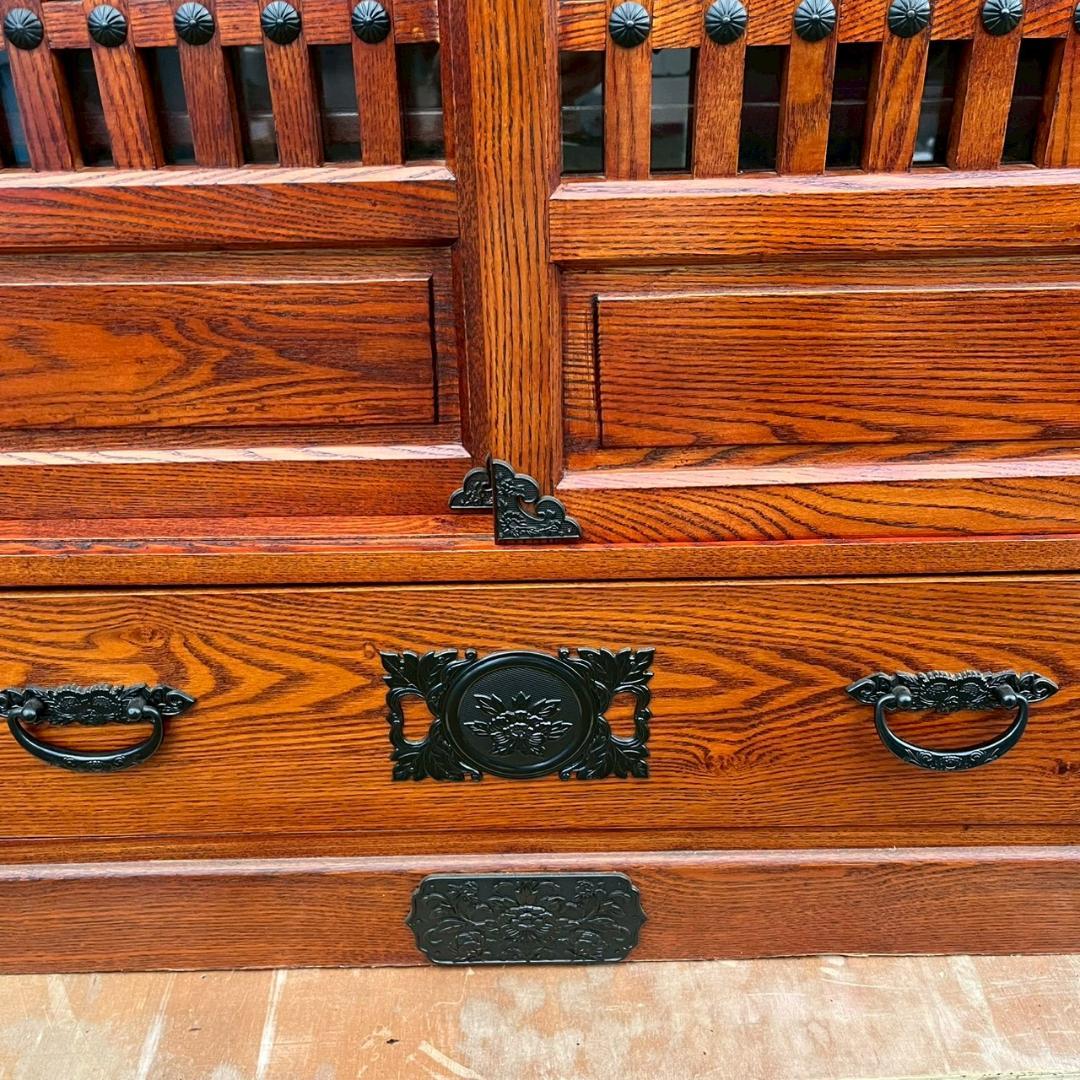 古民家 家具 水屋箪笥 民芸箪笥 木製 収納棚 時代家具 A0850