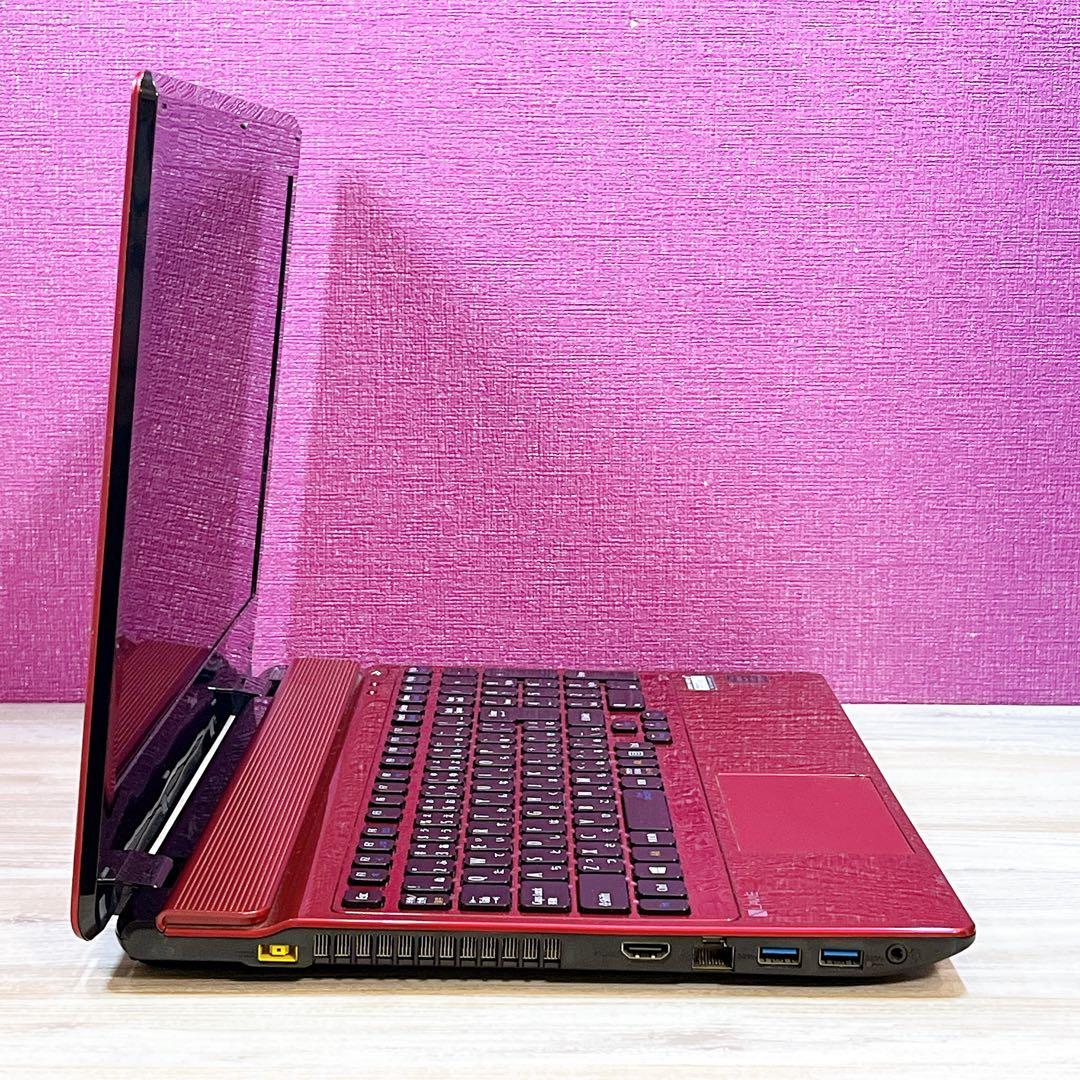 【訳あり】NEC人気の赤✨すぐ使えるノートパソコン✨カメラ付き✨大容量SSHD