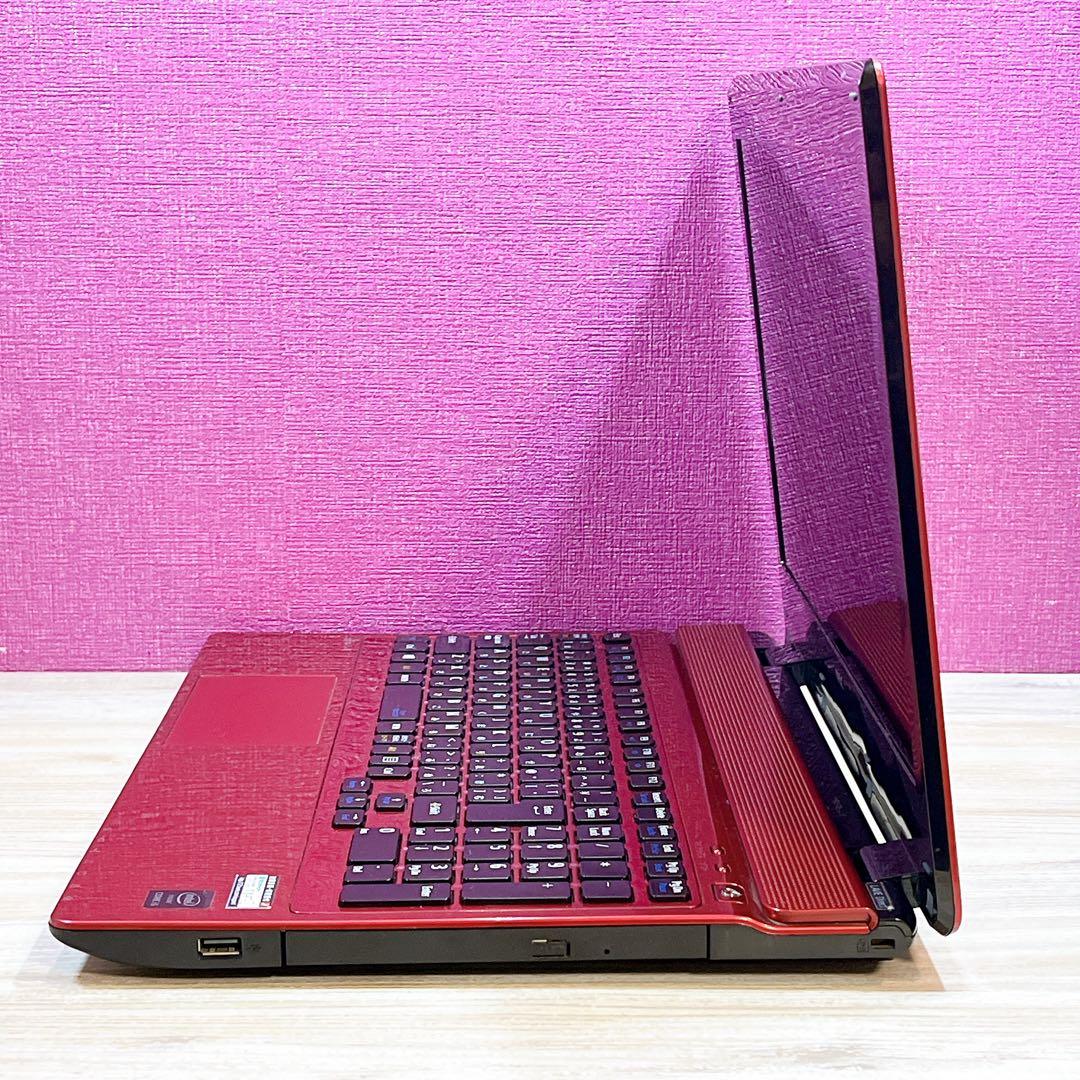 【訳あり】NEC人気の赤✨すぐ使えるノートパソコン✨カメラ付き✨大容量SSHD