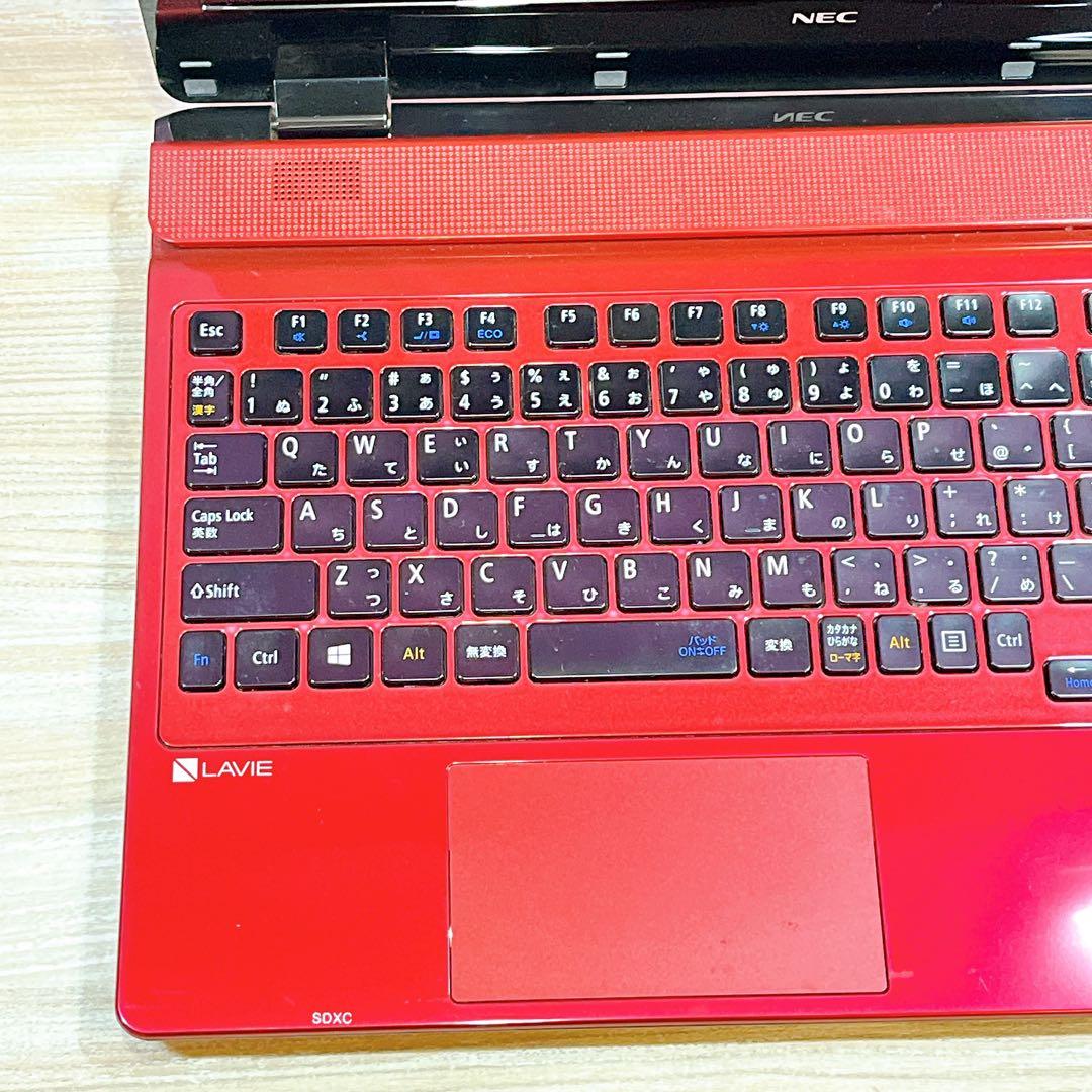 【訳あり】NEC人気の赤✨すぐ使えるノートパソコン✨カメラ付き✨大容量SSHD