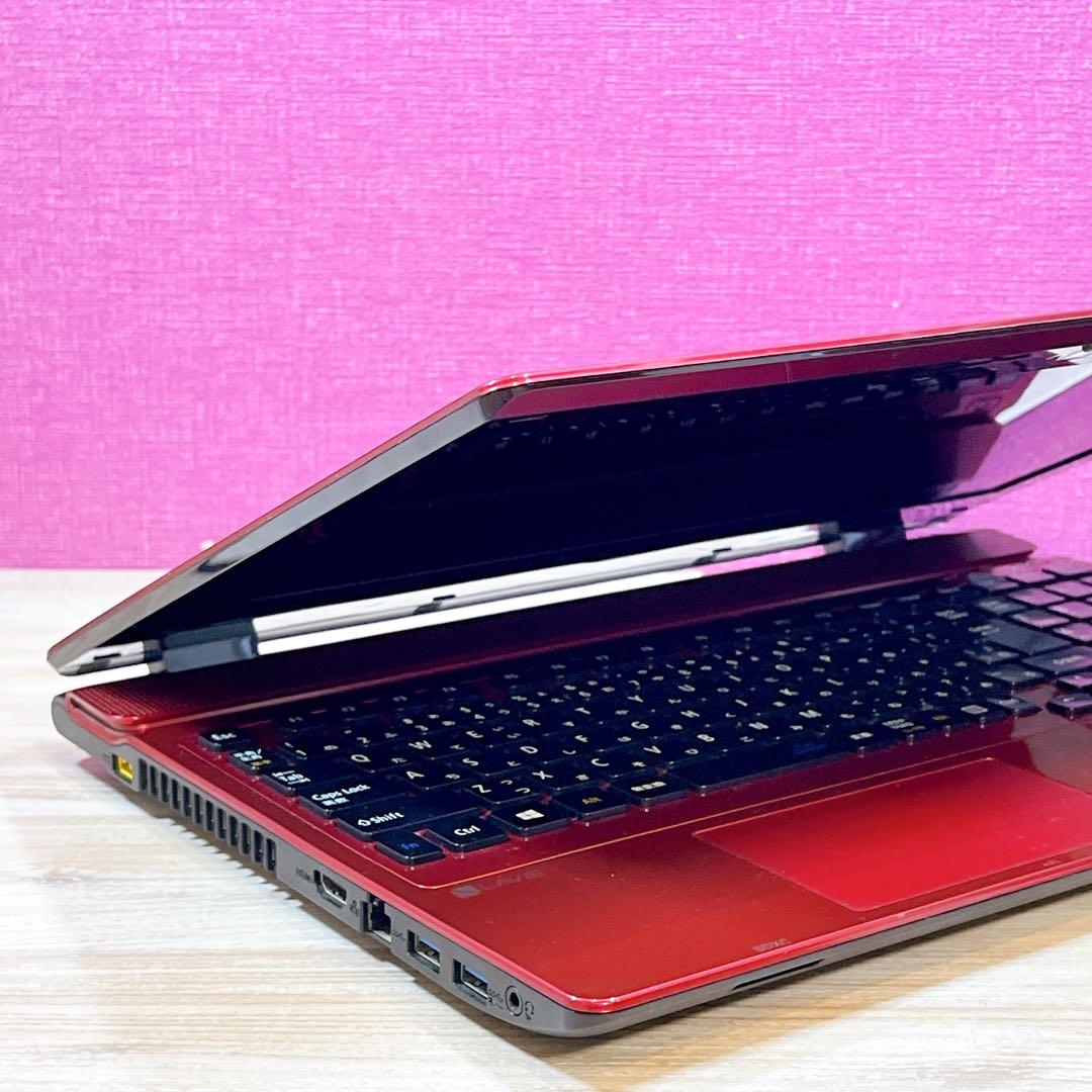 【訳あり】NEC人気の赤✨すぐ使えるノートパソコン✨カメラ付き✨大容量SSHD