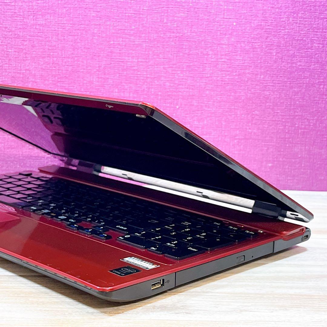 【訳あり】NEC人気の赤✨すぐ使えるノートパソコン✨カメラ付き✨大容量SSHD