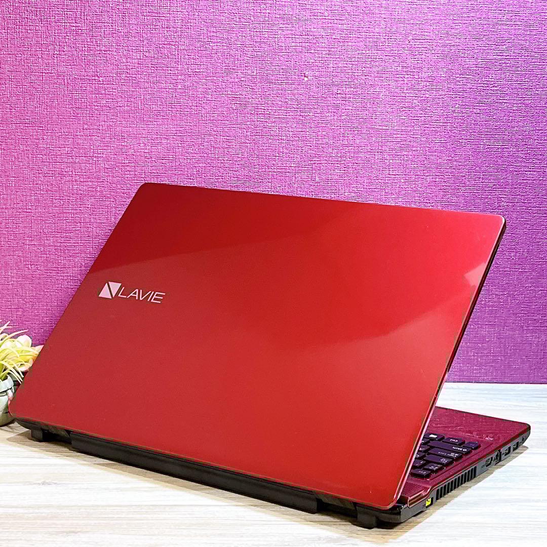 【訳あり】NEC人気の赤✨すぐ使えるノートパソコン✨カメラ付き✨大容量SSHD