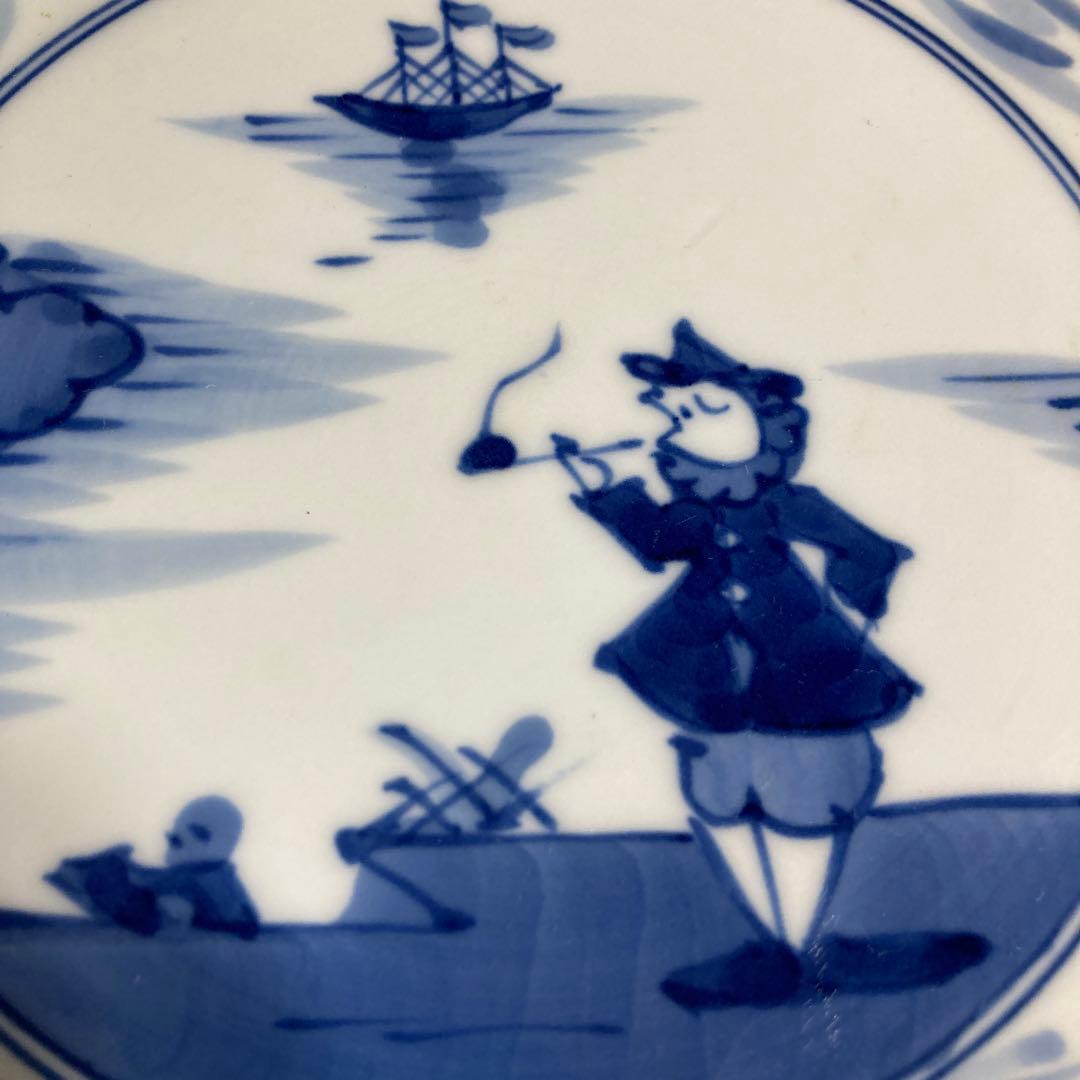 【青花窯】有田焼の伝統　日本の名窯　有田青花窯作　染付長崎紋　七寸玉淵皿四枚