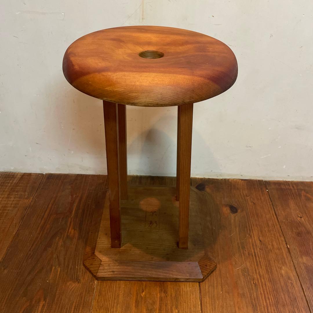 美品　木製　丸台　組紐　古道具　台