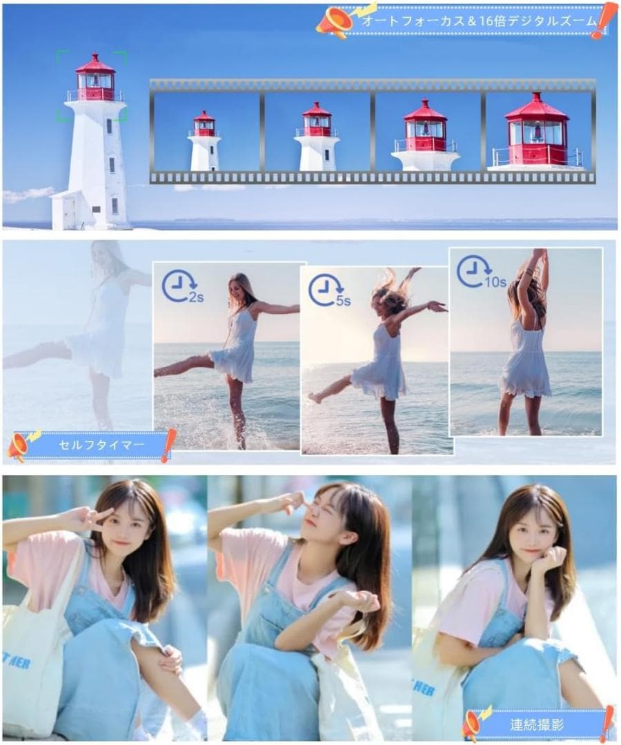 デジタルカメラ 5K デジカメ スマホに送れる WIFI転送機能 7200万画素