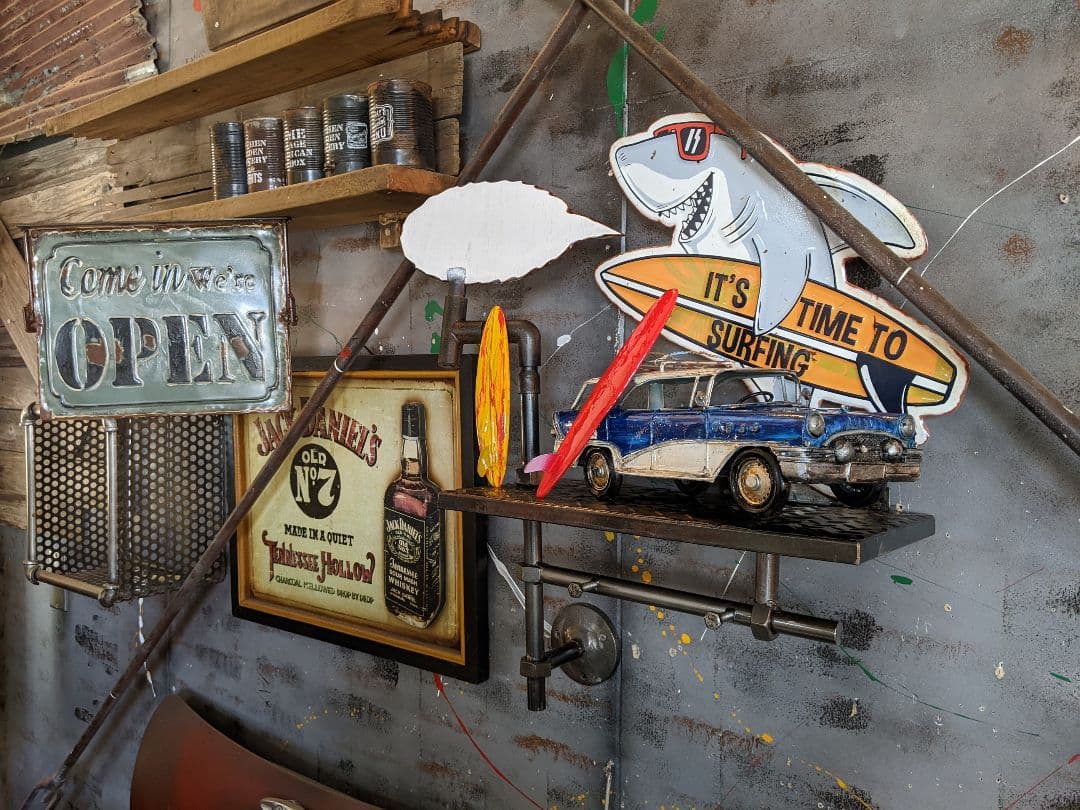 アメリカンヴィンテージ サーフショップ 壁掛け看板 アンティークサインボード