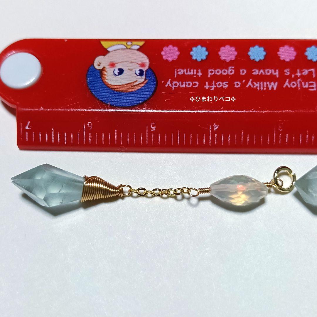 １粒オパール＆アクアマリン✢ピアスチャーム　14kgf