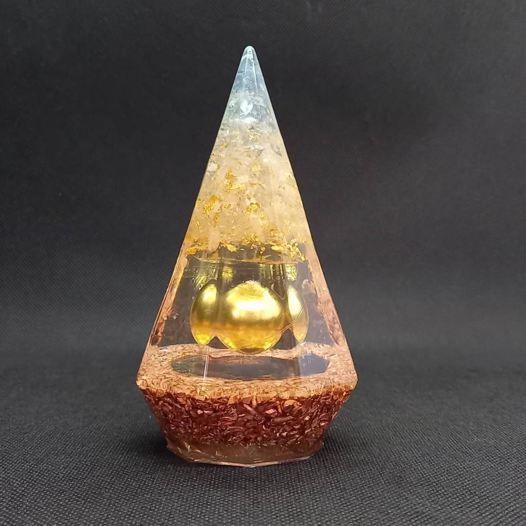 最強金運アップ オルゴナイト『金運神降臨』 金運風水八角錐オルゴナイト No22