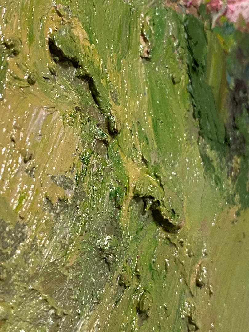 「真作」作者不明「バラ」静物画　油彩画　額装　サイン有り　F10号