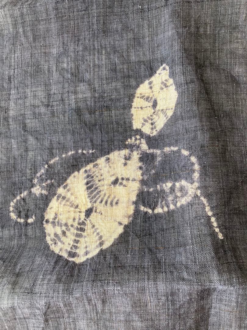 【希少】　麻暖簾　手染め　アンティーク　瓢箪　日本製　間仕切り　麻100％　工芸