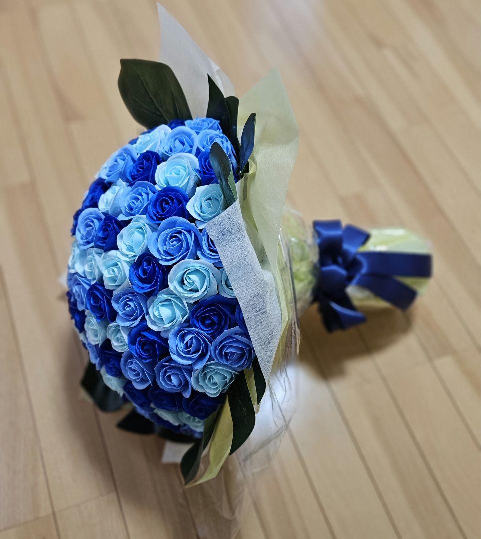 青系ソープフラワー花束　100本