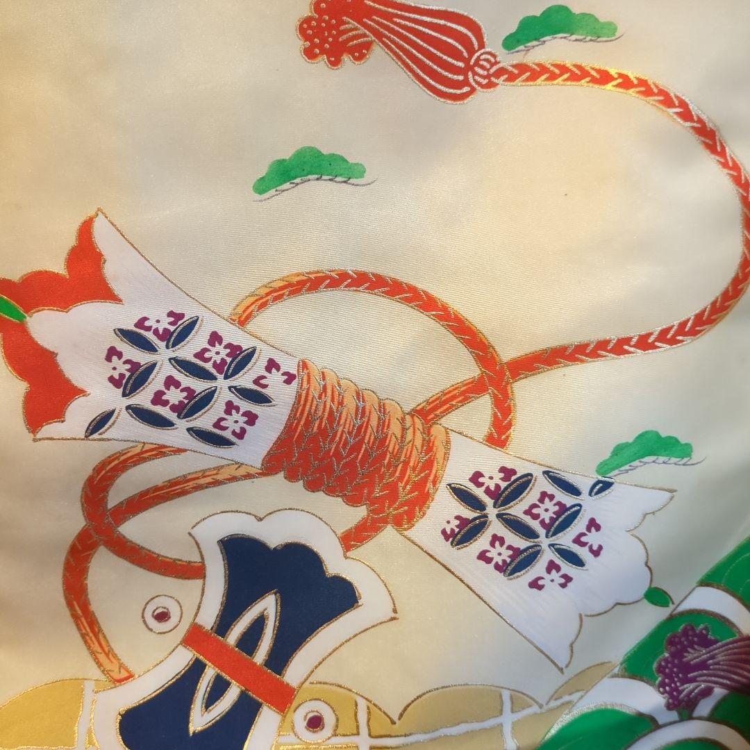 中古　七五三　レトロ　アンティーク　男の子　着物　５歳７歳　袴　タカ　鷹　黒　金