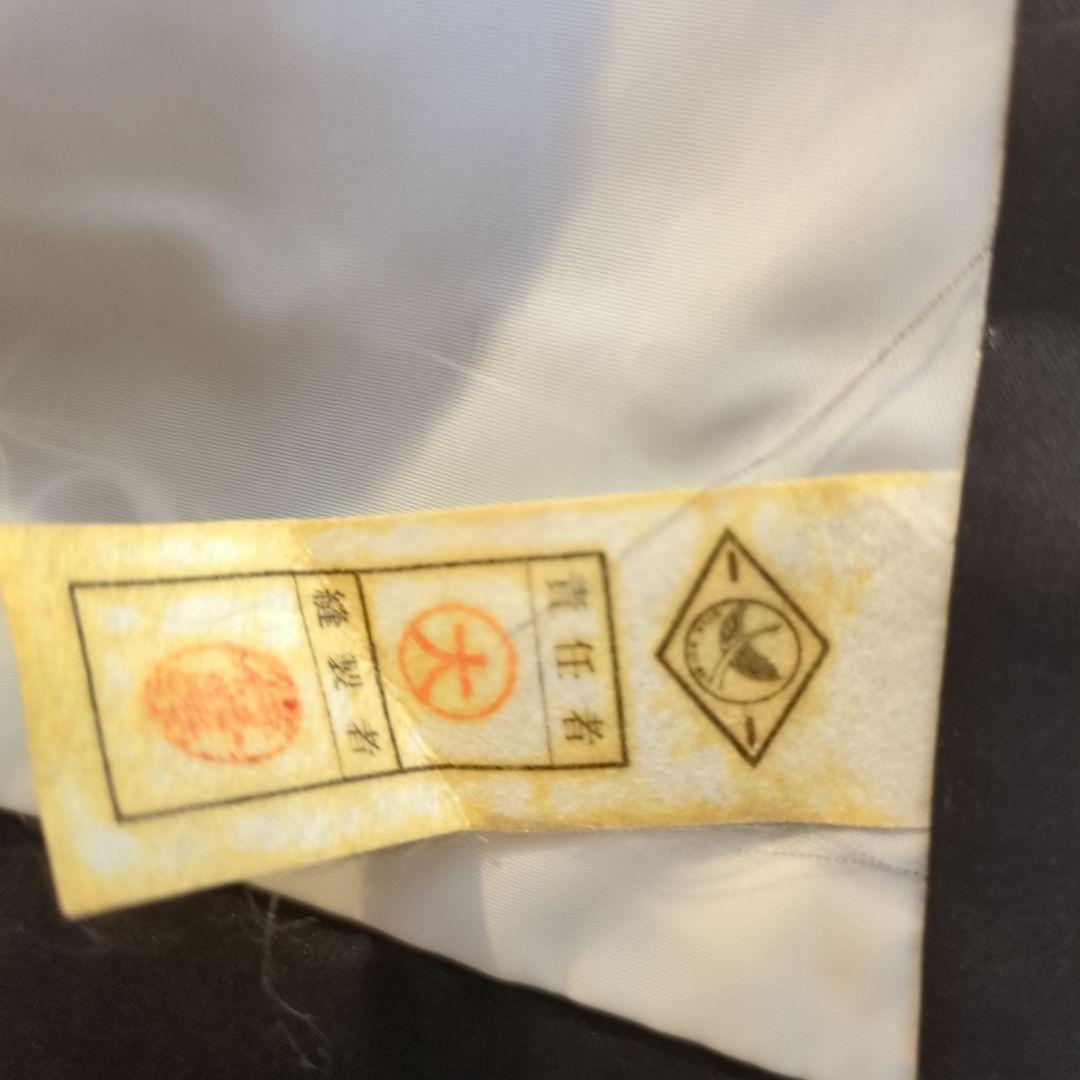 中古　七五三　レトロ　アンティーク　男の子　着物　５歳７歳　袴　タカ　鷹　黒　金
