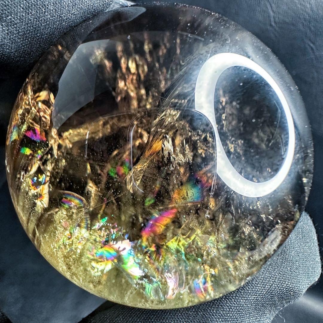 【開運·魔除 】別格高級品❗️ファントムレインボースモーキークォーツ丸玉A1389