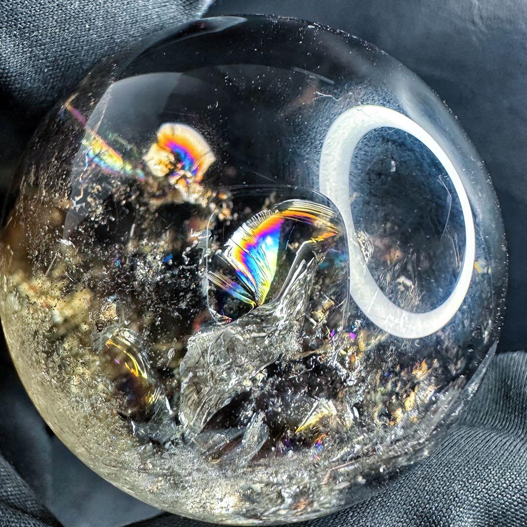 【開運·魔除 】別格高級品❗️ファントムレインボースモーキークォーツ丸玉A1389