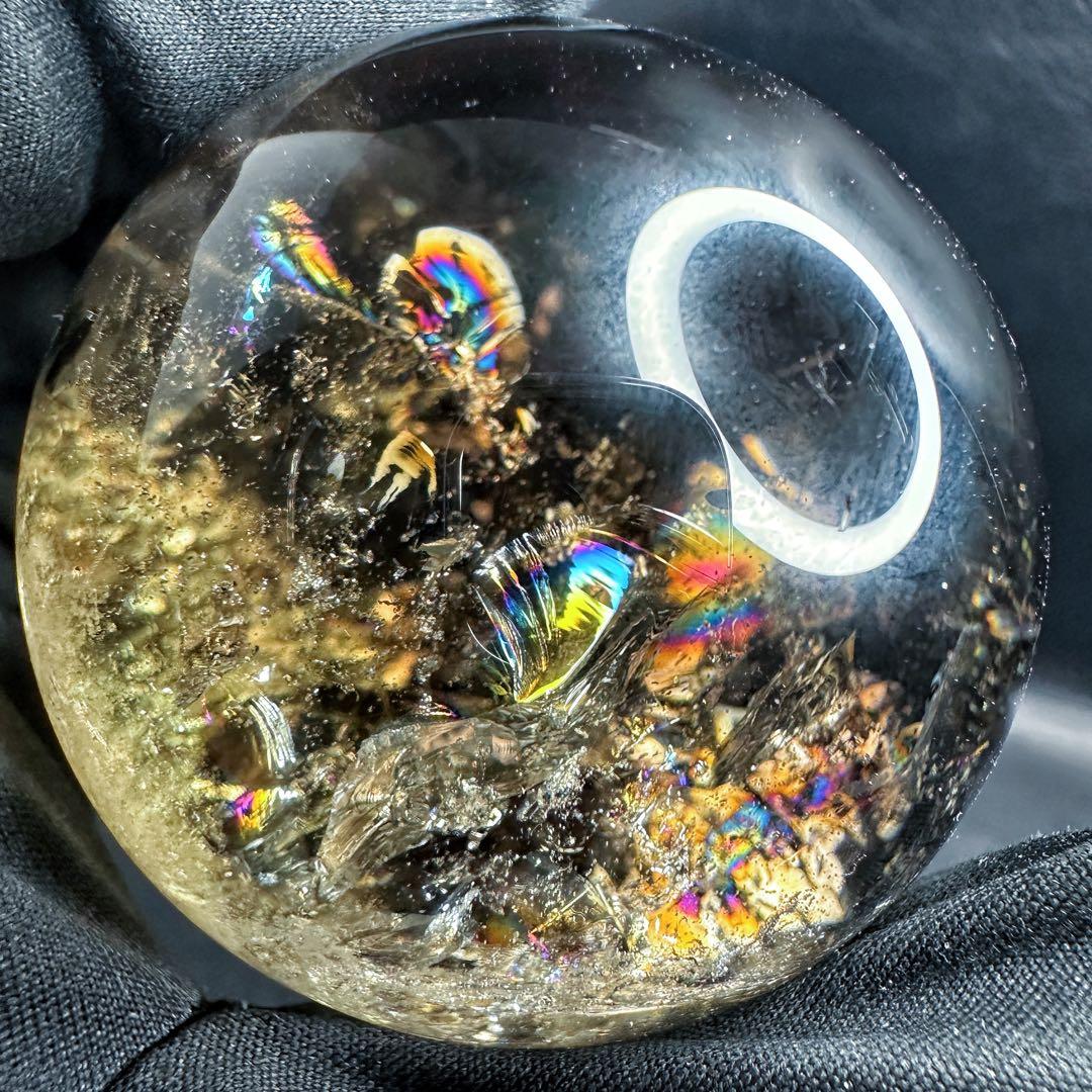 【開運·魔除 】別格高級品❗️ファントムレインボースモーキークォーツ丸玉A1389