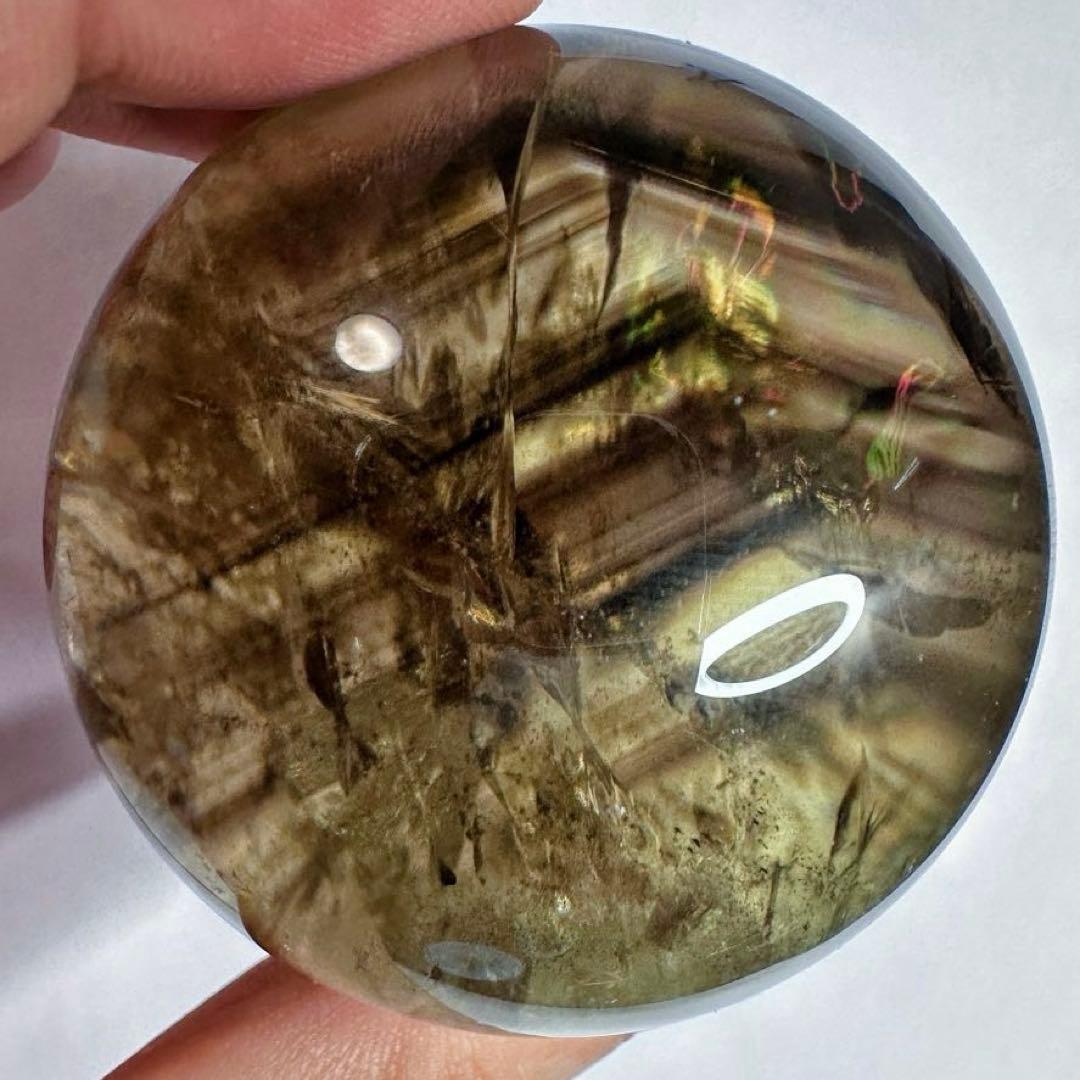 【開運·魔除 】別格高級品❗️ファントムレインボースモーキークォーツ丸玉A1389