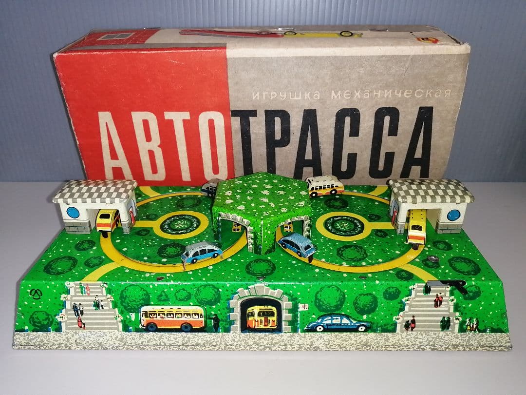 電車まわり(列車、自動車仕様)　ブリキ　ゼンマイ　ソビエト製