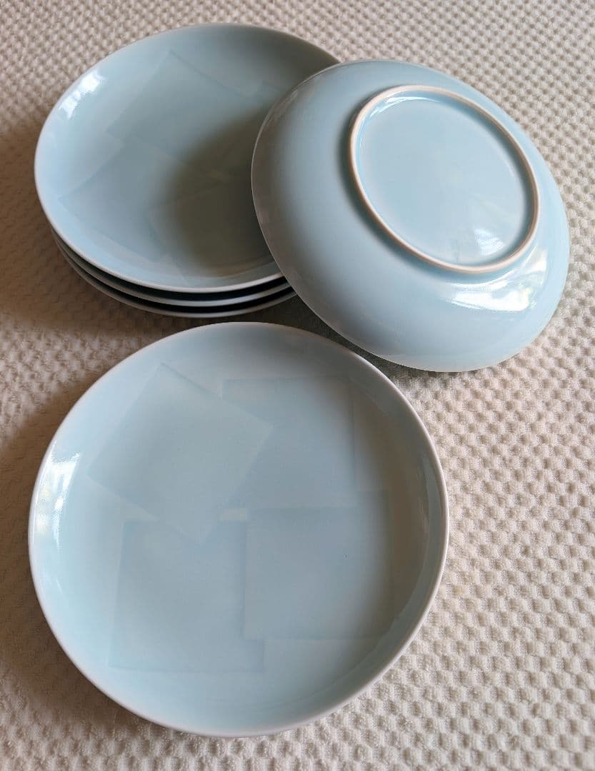 橘吉　青白磁 中皿揃い　 五客　新品