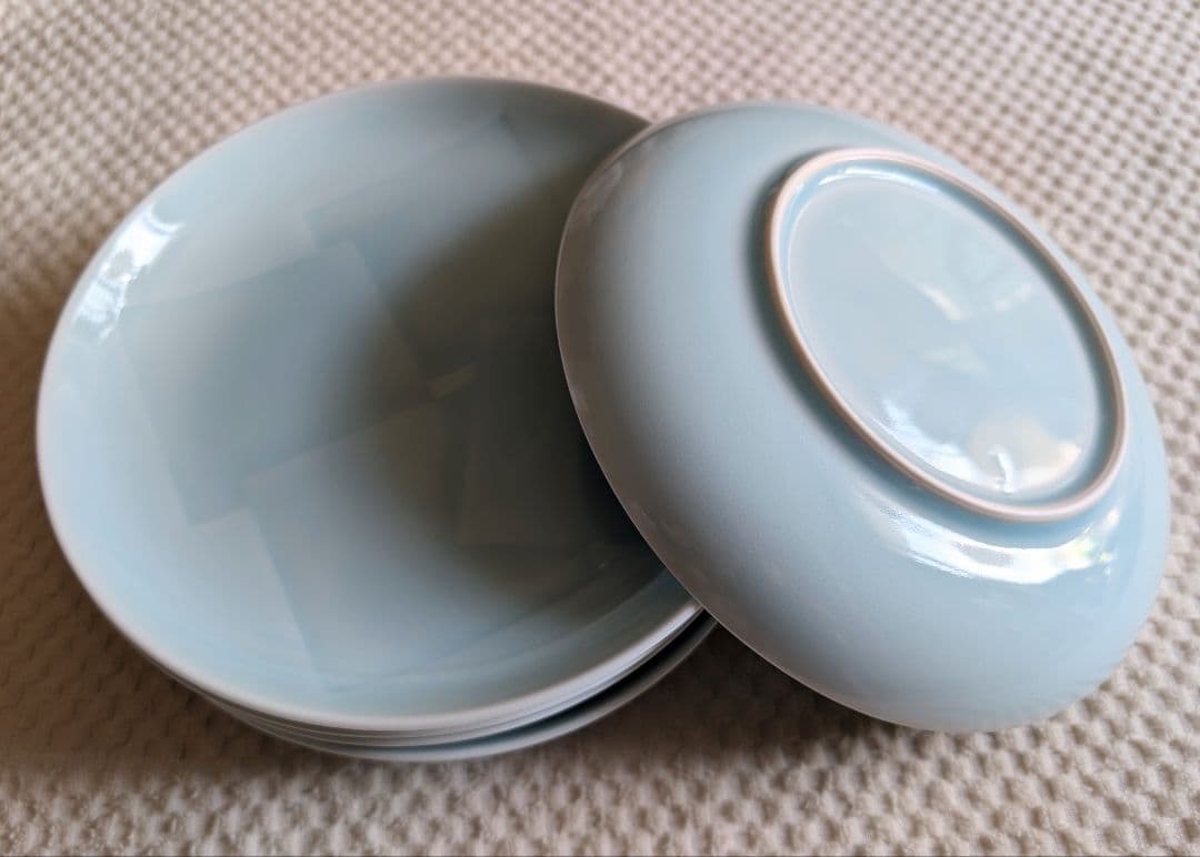 橘吉　青白磁 中皿揃い　 五客　新品