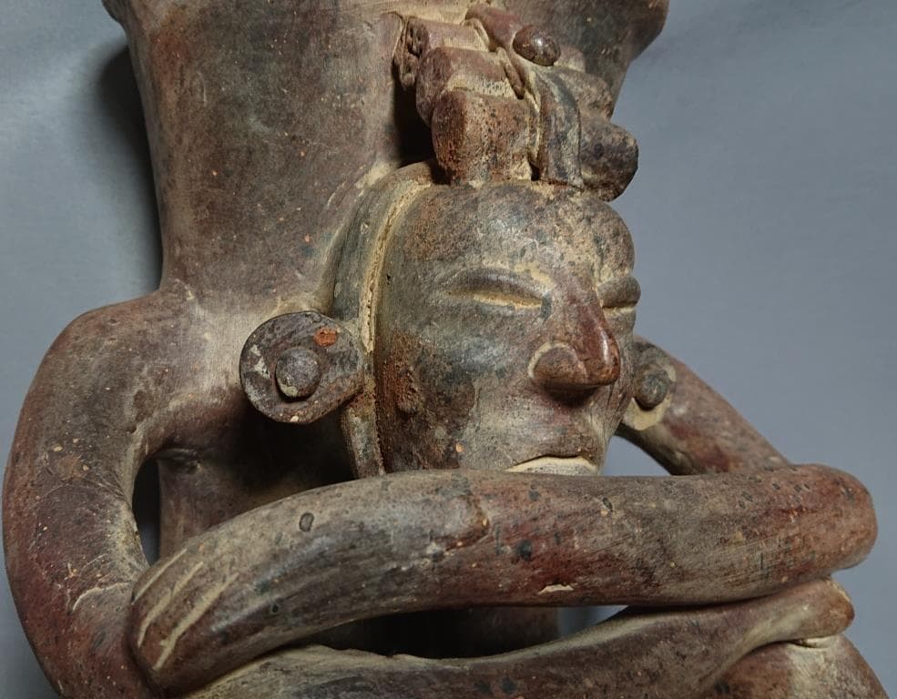 コレクター収集品　メキシコ　アステカ文明　人物座像　高さ約31㎝