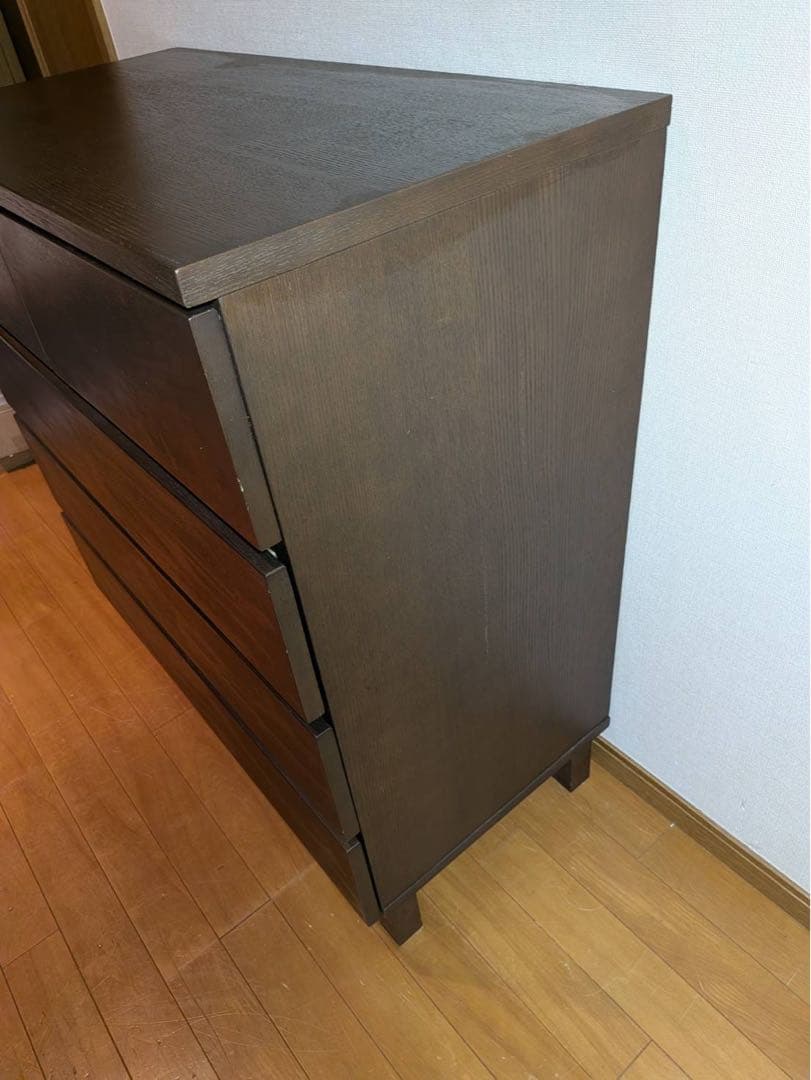 ■送料込■無印 MUJI 木製4段 チェスト 収納 ブラウン たんす 衣類収納