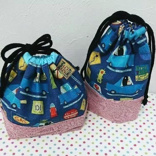 【専用】ペンギン車柄☆巾着袋2点セット