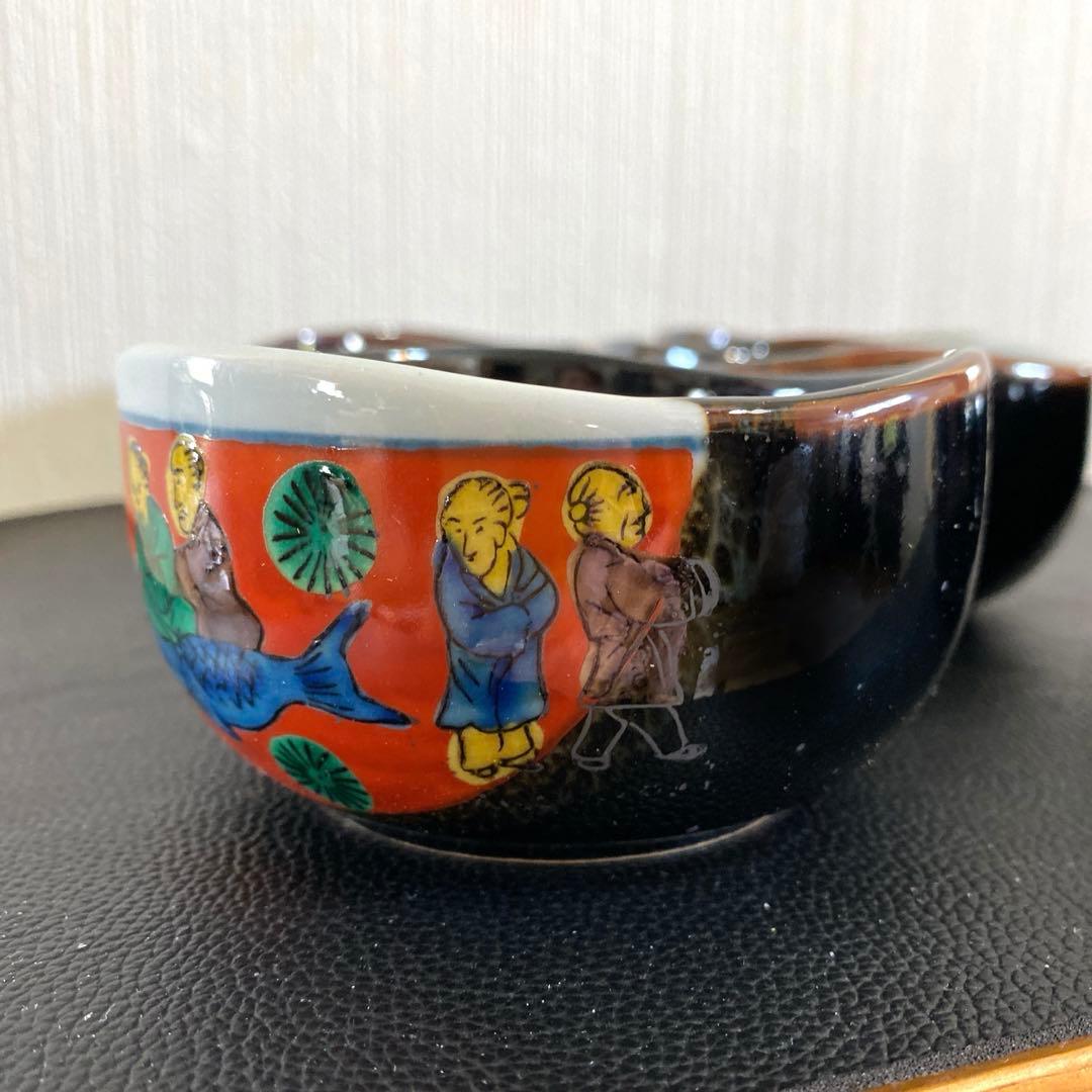 昭和レトロ新品 九谷焼 岳山小鉢揃5客セット仙人鯉 木米骨董品食器小皿取り皿陶器