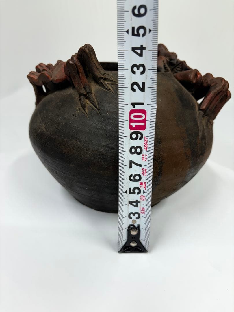 壺 花瓶 花器 壷 時代物 花入 骨董 インテリア 中国美術装飾付き 陶器 蟹