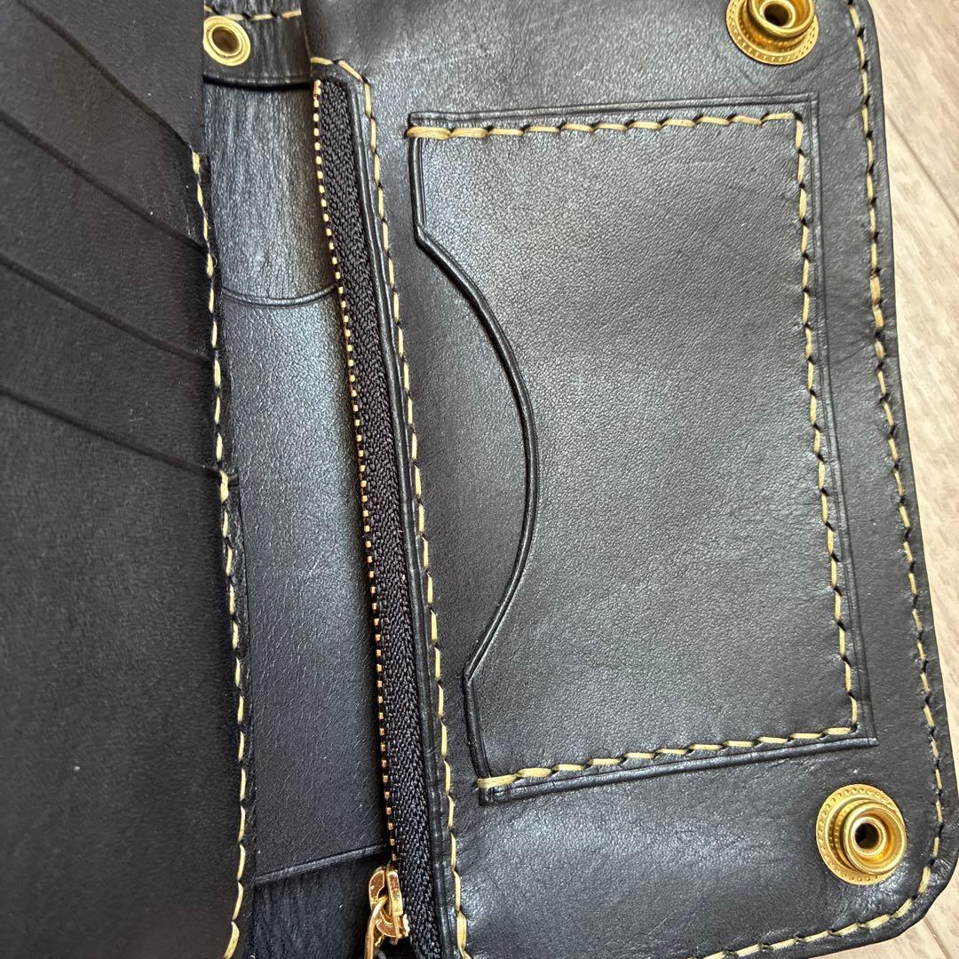 イタリアンレザー　ミドルトラッカーウォレット　真鍮　タイプB