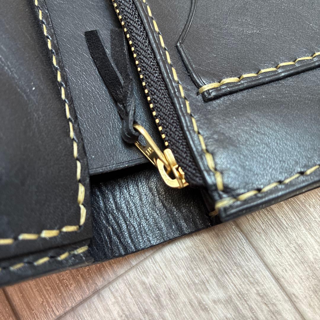 イタリアンレザー　ミドルトラッカーウォレット　真鍮　タイプB