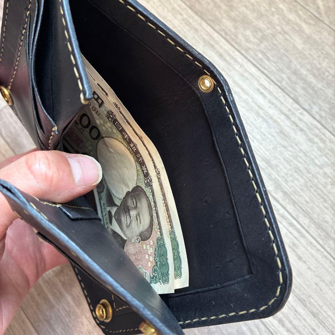 イタリアンレザー　ミドルトラッカーウォレット　真鍮　タイプB