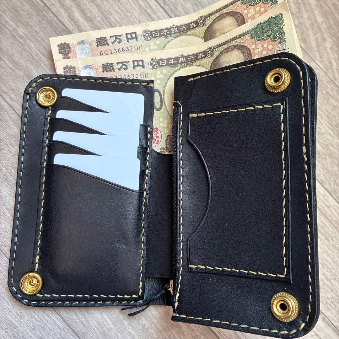 イタリアンレザー　ミドルトラッカーウォレット　真鍮　タイプB