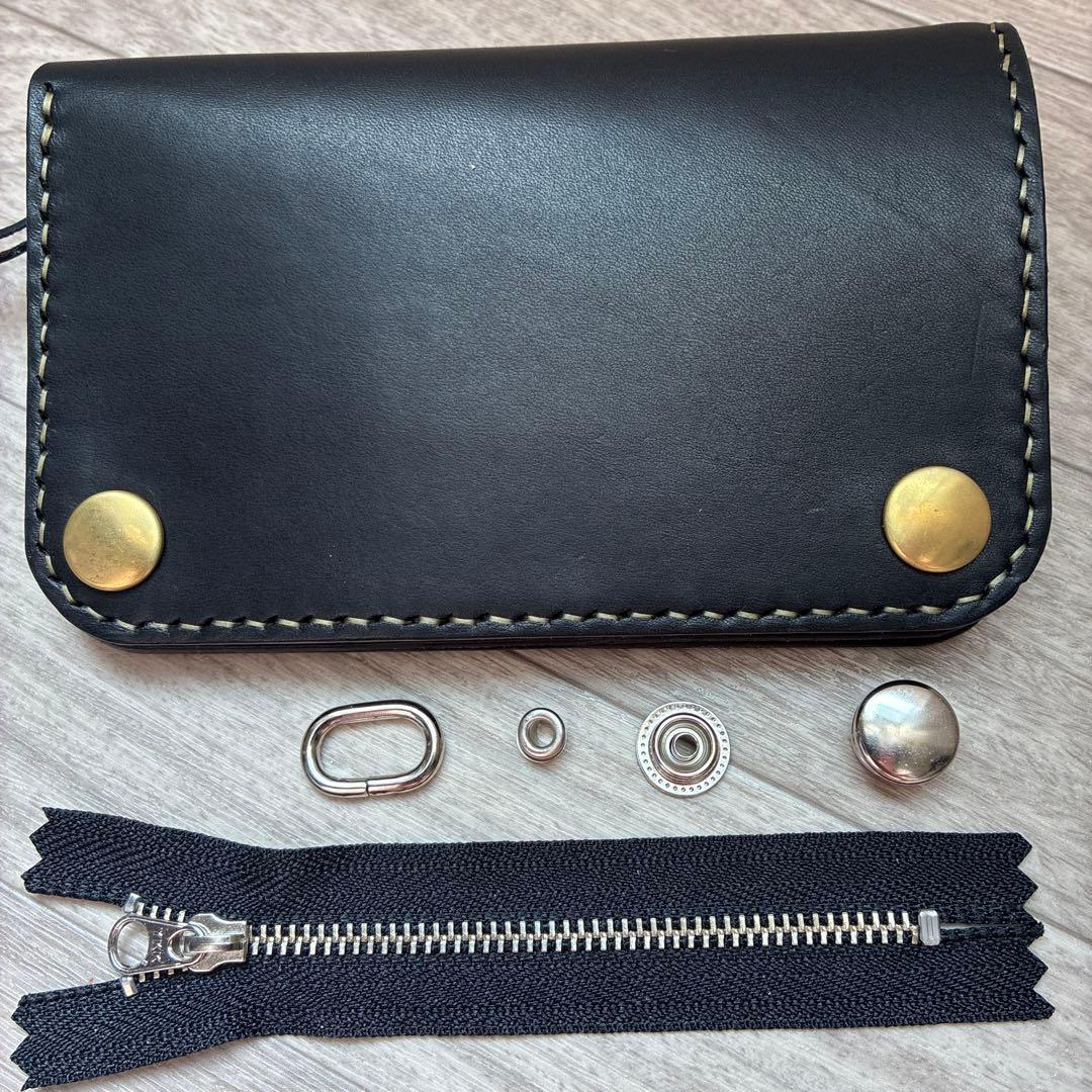 イタリアンレザー　ミドルトラッカーウォレット　真鍮　タイプB