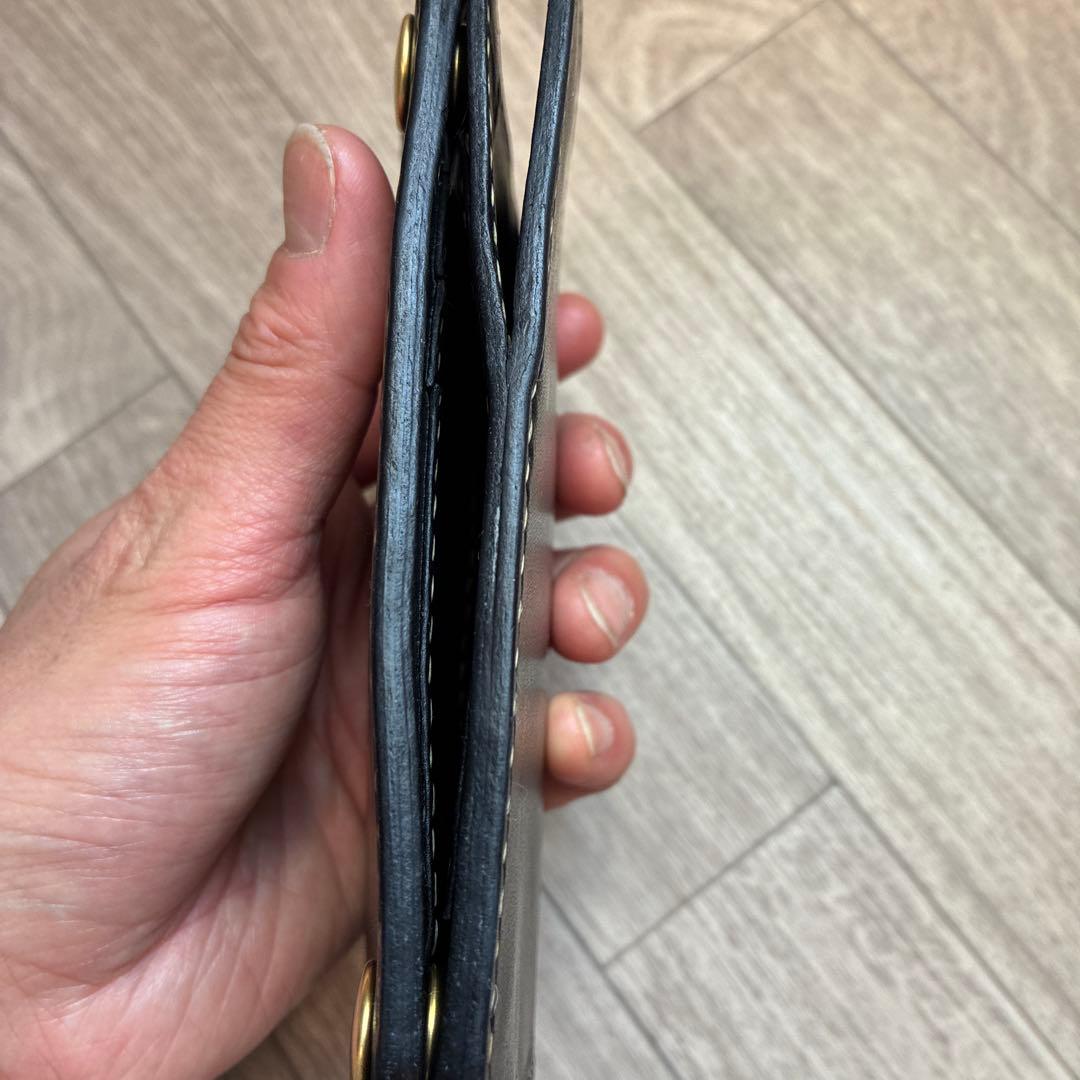 イタリアンレザー　ミドルトラッカーウォレット　真鍮　タイプB