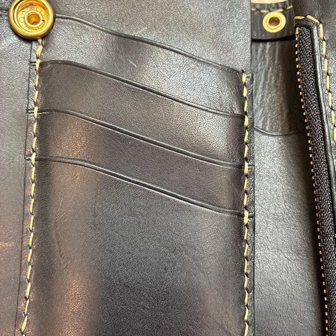 イタリアンレザー　ミドルトラッカーウォレット　真鍮　タイプB