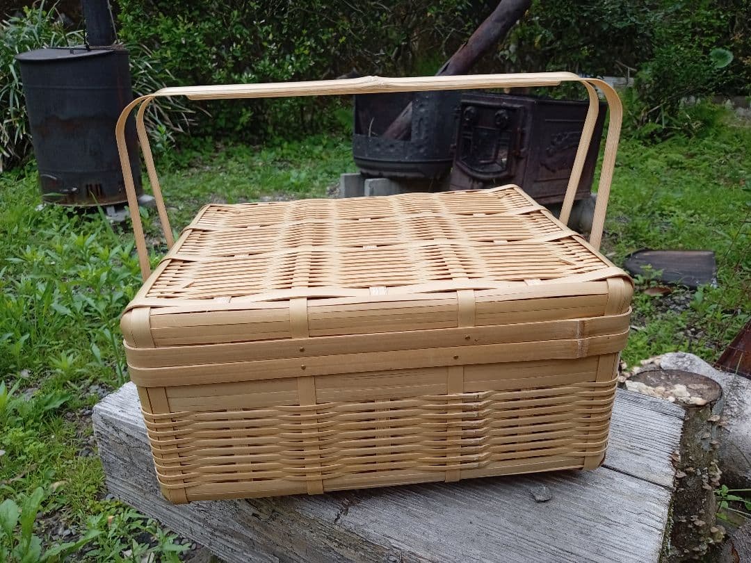 竹製手付きバスケット1段