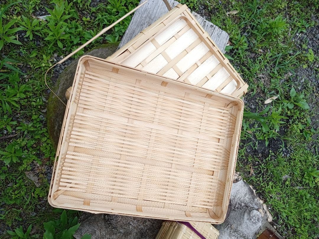 竹製手付きバスケット1段