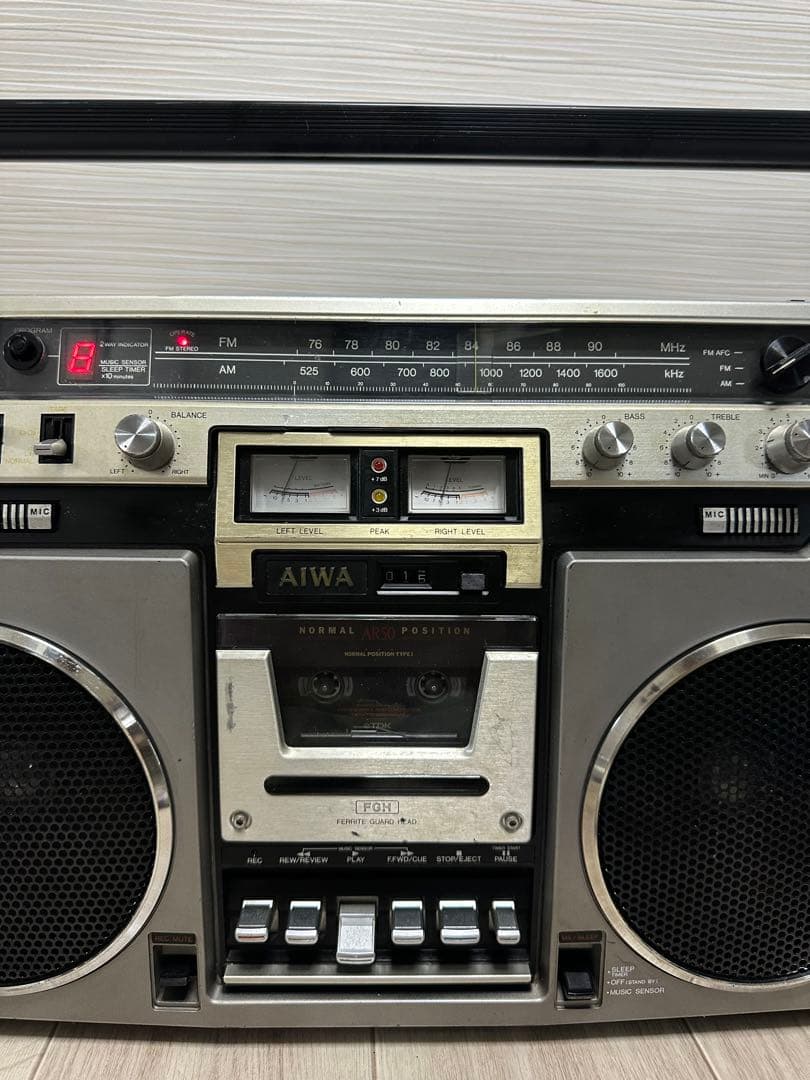 AIWAラジカセ CS-80 昭和レトロ 動作品 アイワ AM FM ステレオ