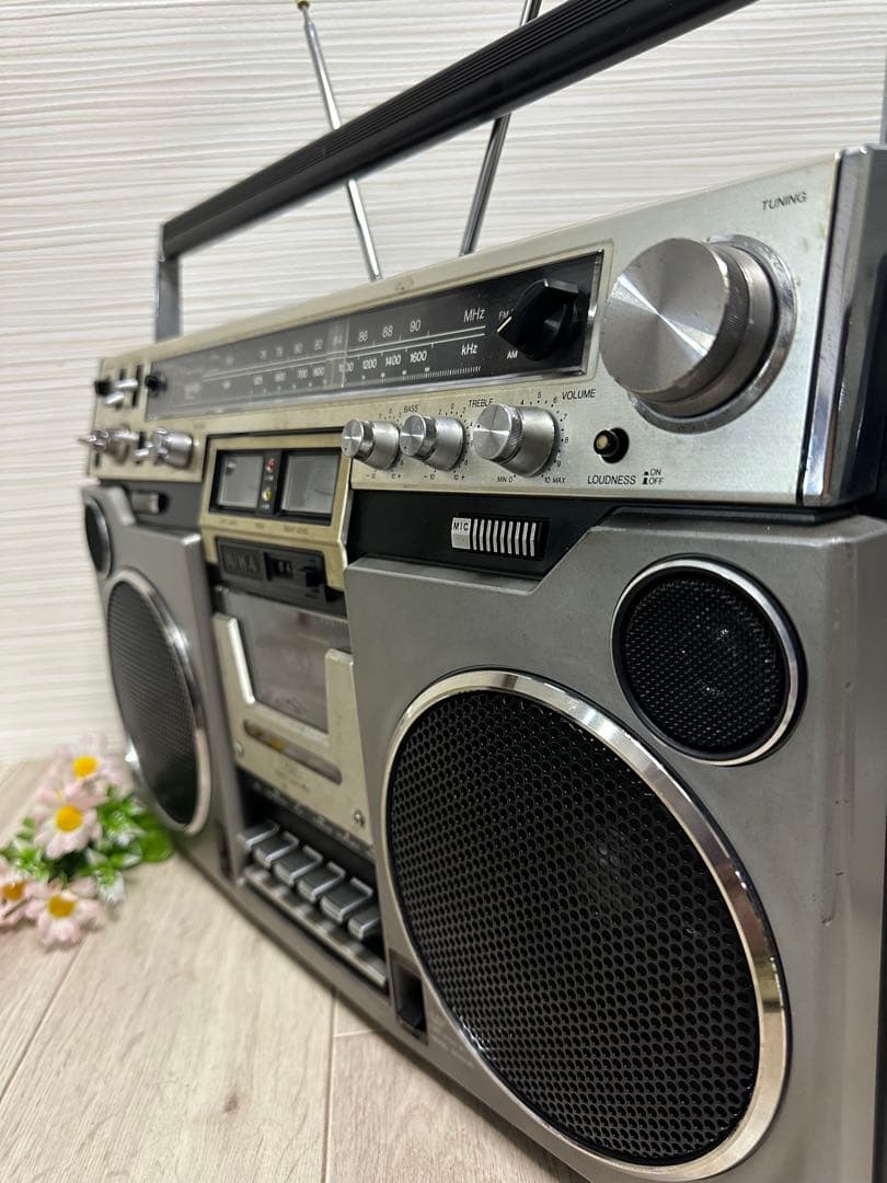 AIWAラジカセ CS-80 昭和レトロ 動作品 アイワ AM FM ステレオ