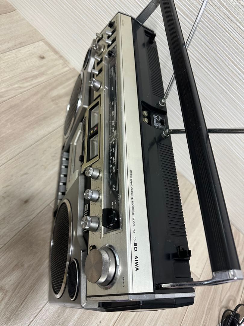 AIWAラジカセ CS-80 昭和レトロ 動作品 アイワ AM FM ステレオ