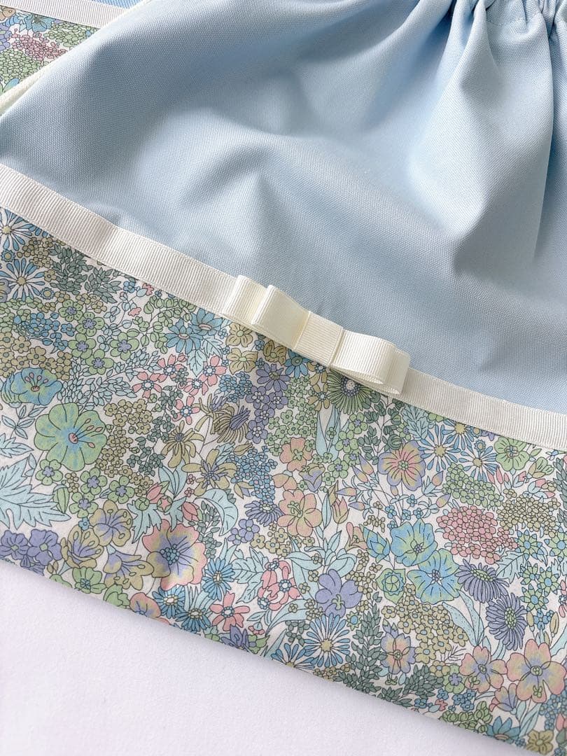 女の子入園入学3点セット（ベビーブルー×マーガレットアニー・ホワイトリボン）