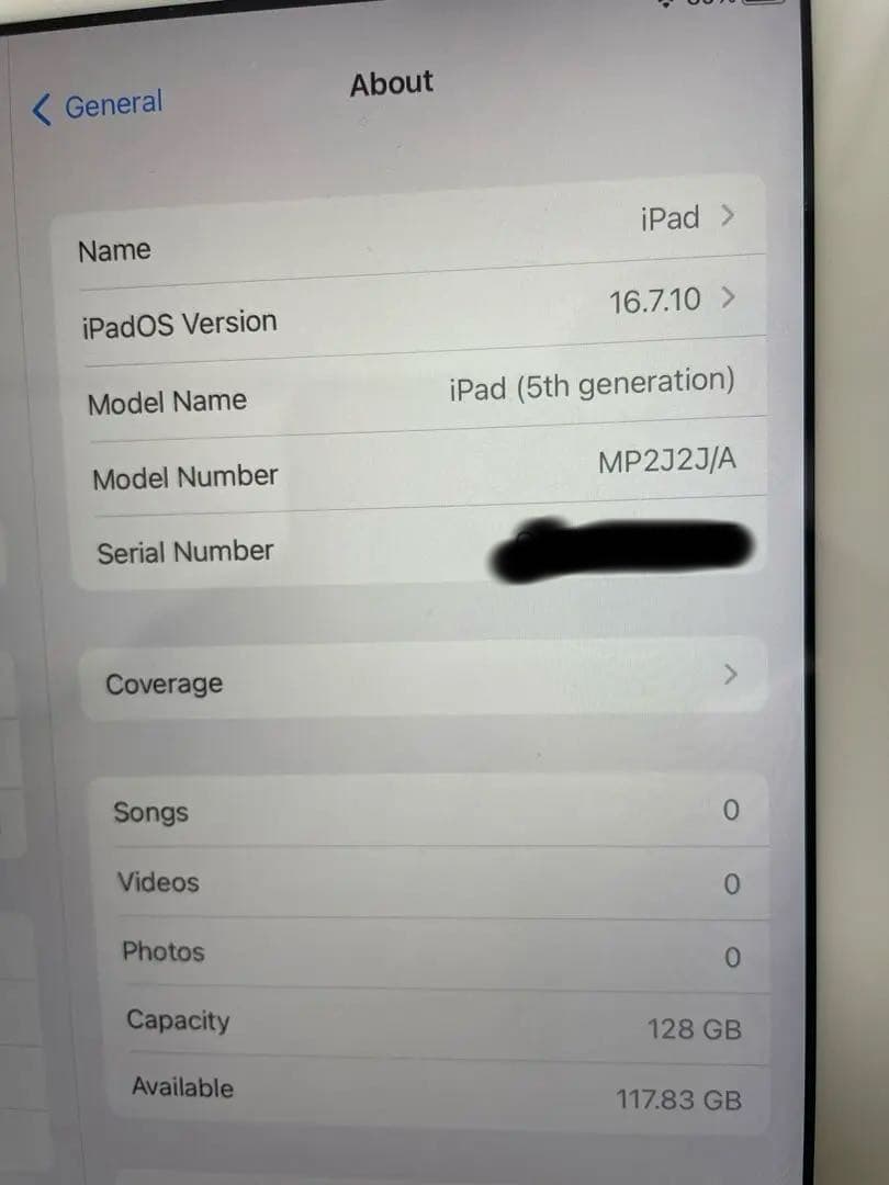 ジャンク品　Apple iPad 第5世代 128GB A1822 wi-fi