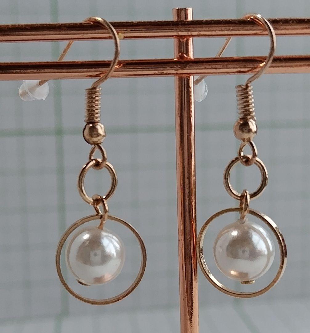 HM　ピアス　ピンクゴールド　パール