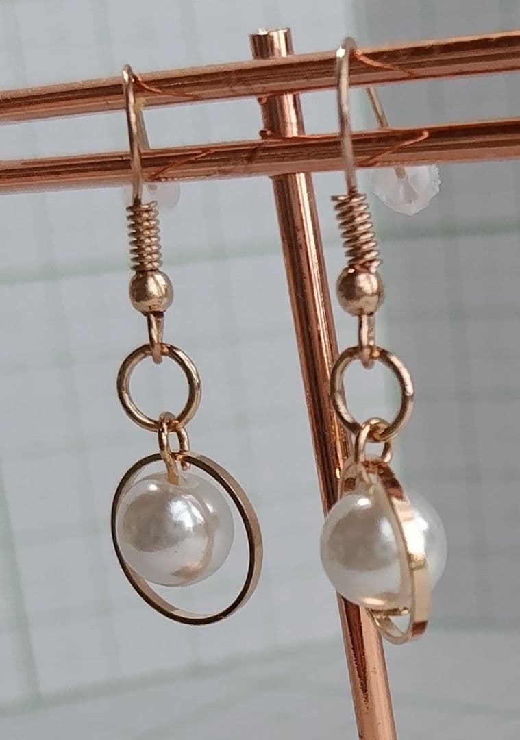 HM　ピアス　ピンクゴールド　パール