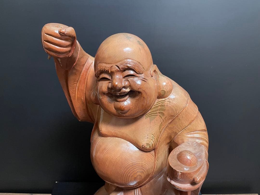 天然木　布袋様　縁起物　大型